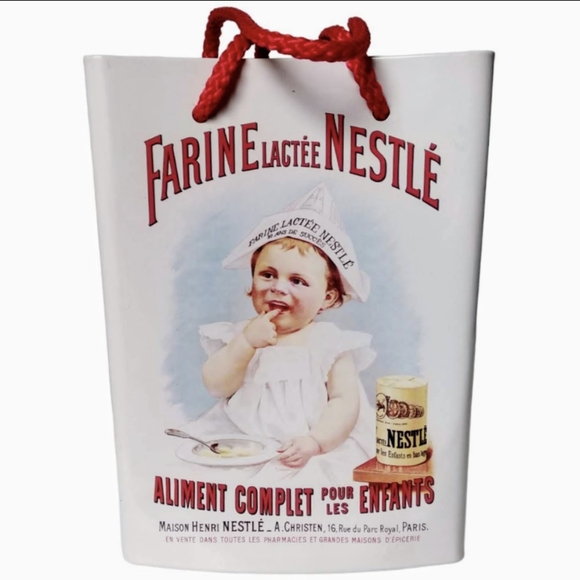 Cookie Tin Gift Storage Farine Lactee Nestle Good Start Supreme W/ Cord Handles - Picture 2 of 11